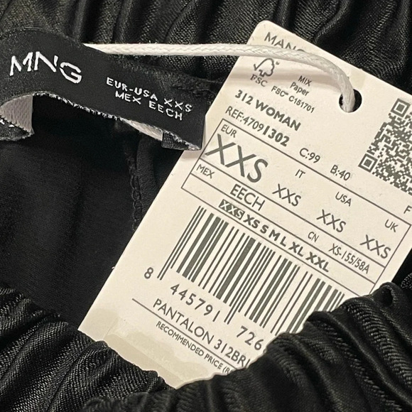 MNG MANGO Bright Elastic Waist Satin Pants in Black - Picture 9 of 12